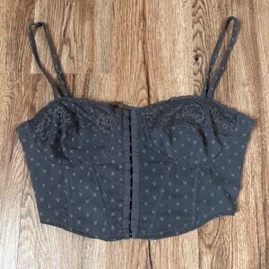 Grey Lace Patterned Corset Top